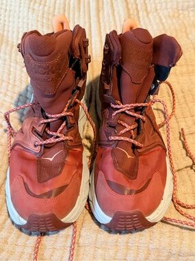 Hoka One One Kids Rust/Coral High-Top Trail Boots